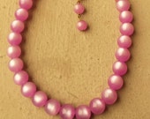 Vintage Orchid Mauve Lilac Purple Lucite Moonglow 8mm Beads Single Strand Choker Necklace Mid Century Wedding Flower Girl Jewelry Jewellery