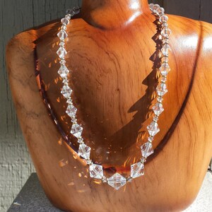 Art Deco Clear Crystal Wedding Necklace Bride Bridal Bicone Beads Strung on Gold Filled Chain 19" Inch  1930s Great Gatsby Jewelry Jewellery