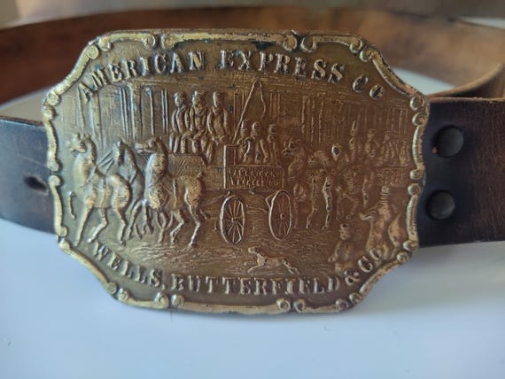 VINTAGE AMERICAN EXPRESS CO WELLS BUTTERFIELD CO Brass Belt Buckle Vintage American Express Co - Wells Butterfield & Co. Brass  main image 2