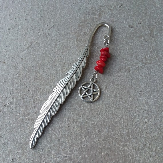 ブックマーク　ジャクソン 五芒星のシンボルブックマーク レッドアベンチュリンストーン