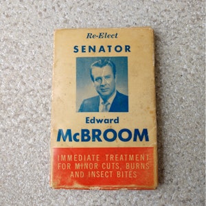 1960s 1970s Political Campaign Advertising First Aid Travel Kit, Republican Senator Edward McBroom Political Advertising Memorabilia Prop image 2