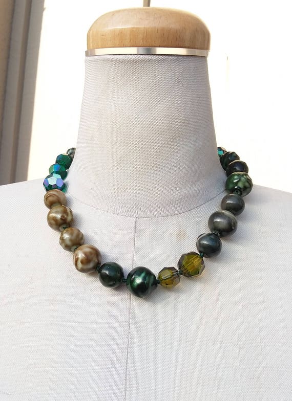 1950s Emerald Green and Olive Green Vintage Crysta