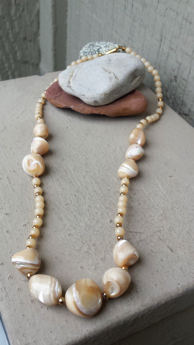 Mother of Pearl Ivory Beige Necklace Sea Shell Casual Summer Beach Island Wedding Tropical Island Bride Bridal Jewelry Jewellery image 2
