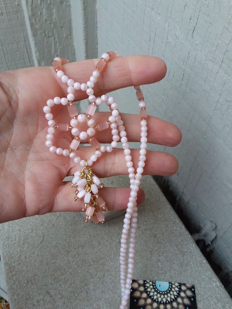 Light Coral Peach Pink Glass /& Gold Tone Beaded Necklace and Earrings Set Bride Bridal Maid of Honor Wedding Fantasy Hanan Hall Jewelry