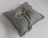 seaside blue almost square Burlap Ring Pillow