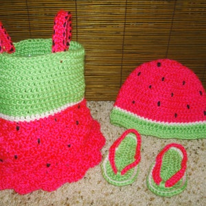 Baby watermelon summer set tank top hat flipflops