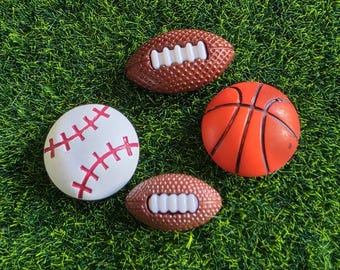 Set of 4 Sport ball embellishment buttons