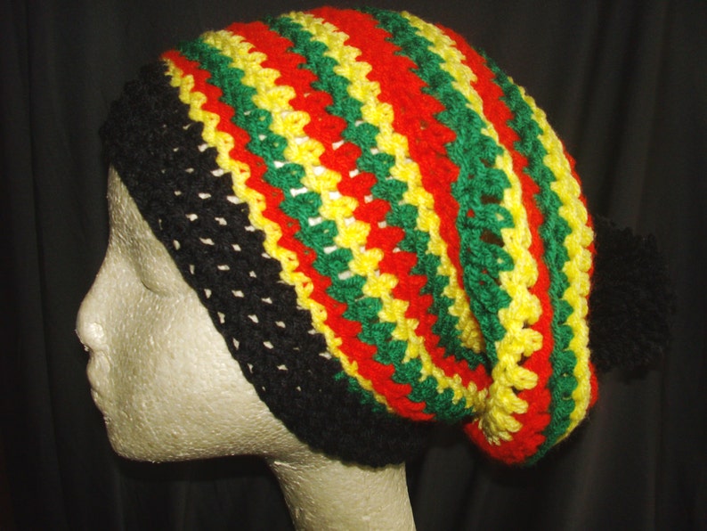 FREE Shipping Marley slouch beanie rasta crochet hat