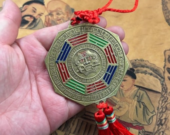 Feng Shui Bagua-spiegel bolvormig amulet | Leeuwenkop bescherming muur hangend decor