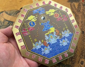 Messing bagua muurplaquette zon maan feng shui hangend decor hal huisornament
