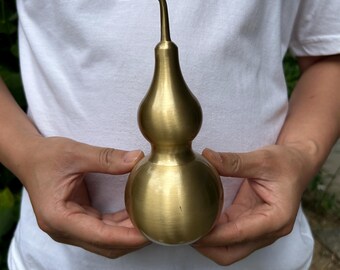 Solid Brass Gourd Ornament Smooth Finish Brass Gourd Decor Traditional Home Accent Gift