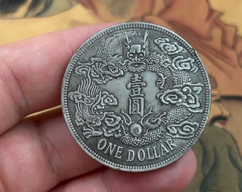 Vintage stijl Dragon Dollar Replica antiek zilverkleurige collectible Dragon Token Decor