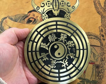 Messing bagua spiegel feng shui decor taoïstisch acht trigrammen muur hangend bescherming ornament pm009