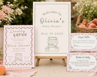 Locally Grown Baby Shower Bundle, Farmers Market Invitation Template (Digital Download)