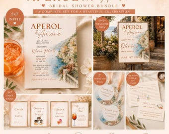 Aperol & Amore Bridal Shower Bundle Template | Amalfi Coast Bridal Shower, Italian Shower bundle