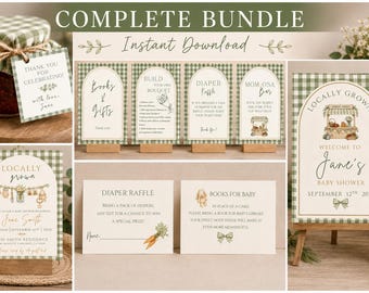 Locally Grown Green Gingham Baby Shower Bundle