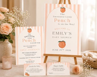 Sweet Little Peach Baby Shower Invitation Bundle (Digital Download)