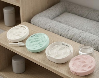 Comedero lento personalizado para mascotas, comedero de cerámica con nombre personalizado para gatos y perros, estación de alimentación saludable anti-tragantamiento, regalo ecológico para mascotas