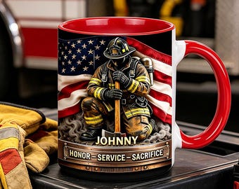 Mug pompier personnalisé, tasse à café pompier personnalisée avec noms, tasse à boire papa mari