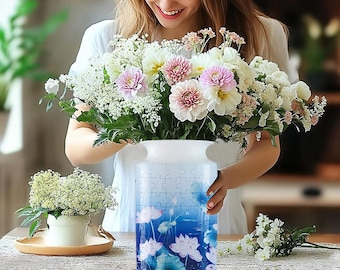 Vase à fleurs en plastique puzzle 3D, décoration d'étagère, décoration d'intérieur moderne, chambre bohème, centre de table, cadeau DIY pour les amateurs de fleurs pour maman