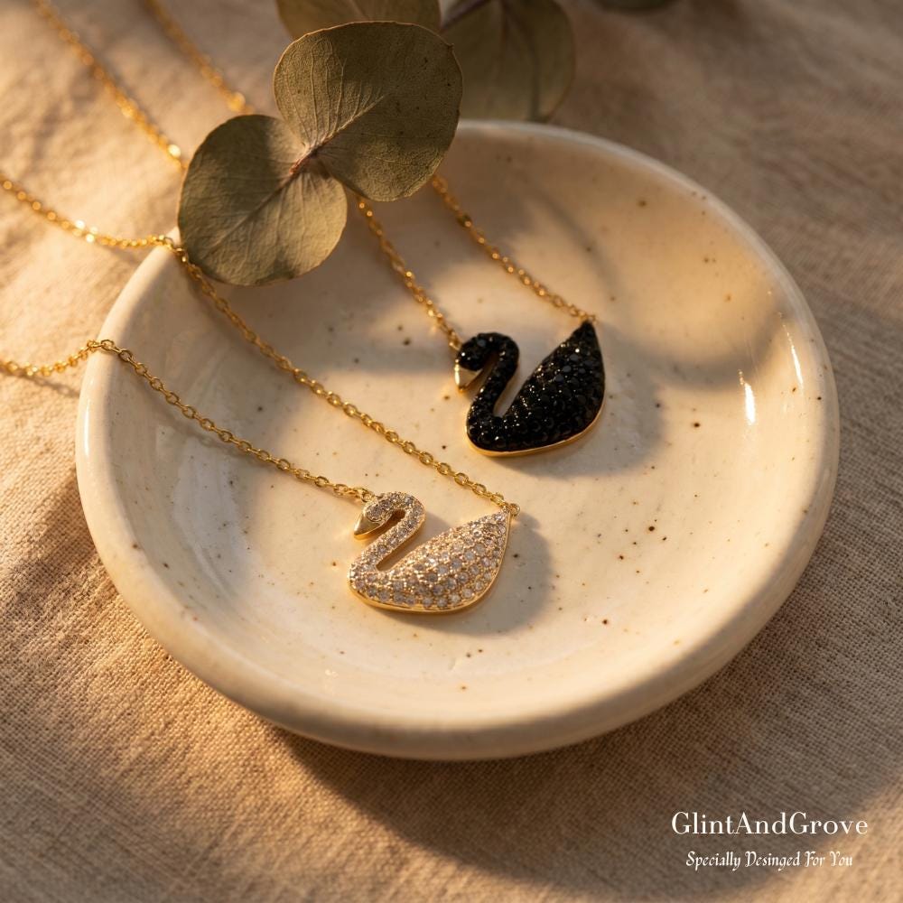 Swarovski crystal swan necklace - Etsy 日本