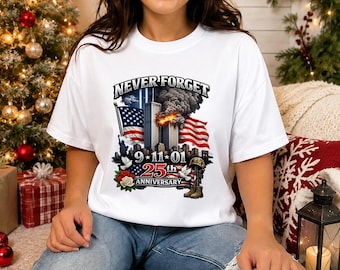Never Forget 9/11 Anniversary T-Shirt, Patriotic USA Flag Remembrance Tee