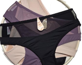 2 por el precio de 1 - Braguitas de microfibra y malla elástica para mujer