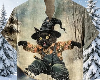 Otter Volcano Urlaub Shirt - Wunderliches asiatisches Fusion-Design, leicht & knitterarm für Männer