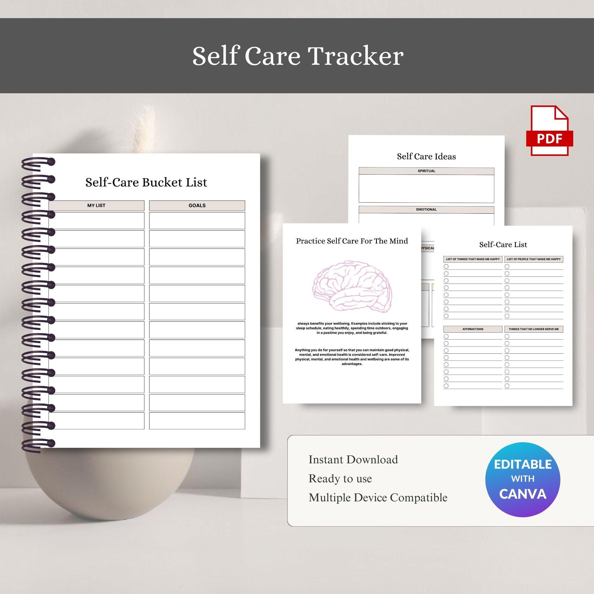 Self Care Tracker Printable, Daily Wellness Checklist (digital Download ...
