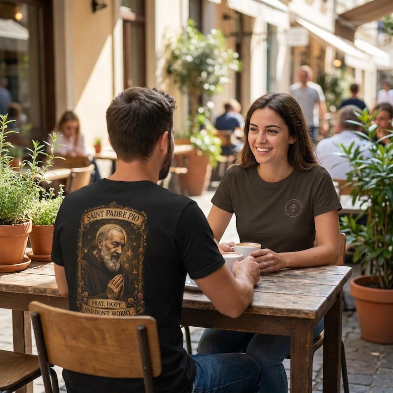Religious Gift Collection Padre Pio Catholic Saint Shirt Christian Faith Apparel Spiritual Devotion Tee Prayer Clothing Sacred Artwork Design Blessed Patron Friar Top Healing Faith Gift Devotional Wear Christian Expression Daily Church