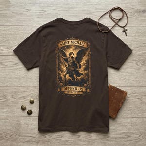 Saint Michael Tee Archangel Shirt Spiritual Warfare Catholic Gift Christian Defender Faith Apparel Religious Clothing Angel Protection