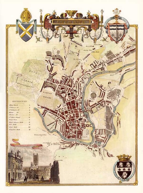 Items similar to Bath 1840. Antique map of the City of Bath, England by Thomas Moule MAP PRINT Items similar to Bath 1840. Antique map of the City of Bath, England by Thomas Moule MAP PRINT