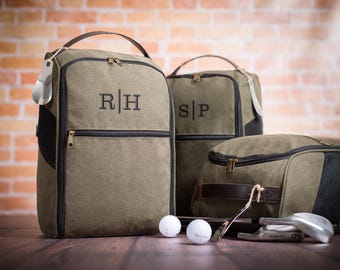 Custom Name Golf Shoe Bag Gift for Dad, Father's Day Gift for Golfers, Monogrammed Canvas Shoe Caddy Bag, Personalized Golf Lover Gift Ideas