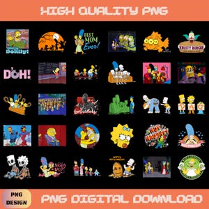 150+ Simpsons Clip Art-paket, Simpsons PNG, Bart Simpsons PNG direktnedladdning, Simpsons födelsedagsinbjudningsclipart, tecknad familj PNG