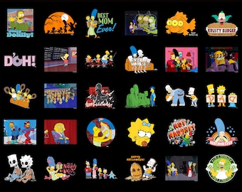 150+ Simpsons Clip Art bundle, Simpsons PNG, Bart Simpsons PNG Instant Download, Simpsons Birthday Invitation Clipart, Cartoon Family Png
