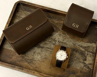 Personalized Leather Watch Box, Custom Leather Watch Case, Wedding groomsmen gifts, Watch travel case, Custom Valentine Gift, Gift for Him