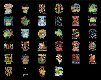 Scooby Doo PNG Bundle Digital Download, Mystery Machine Shaggy Clipart for Sublimation, Retro Cartoon Funny Halloween Squad Shirt Design