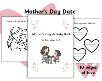 Libro de actividades para el Día de la Madre para niños de 3 a 6 años, actividades imprimibles para mamá e hijo (descarga digital)