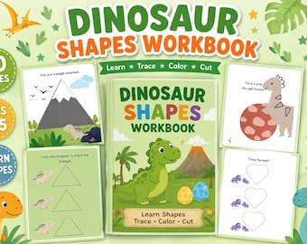 Libro de actividades de dinosaurios para niños pequeños / Actividades con formas para edades de 3 a 5 años (imprimible)
