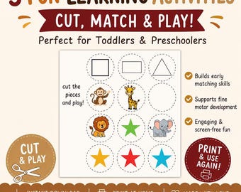 Libro de actividades Montessori para emparejar / Aprendizaje preescolar de recortar y pegar (Descarga en PDF)