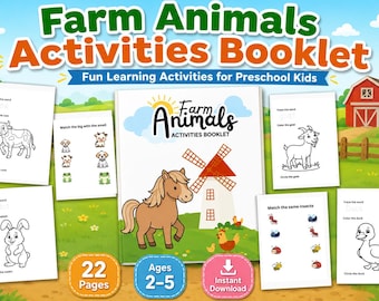 Libro de actividades sobre animales de granja para niños de 3 a 6 años: trazar, colorear y contar (descarga en PDF).