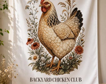 Backyard Chicken Club Indoor Wall Tapestry | Fresh Eggs Daily