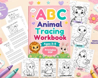 Hojas para trazar letras con temática animal