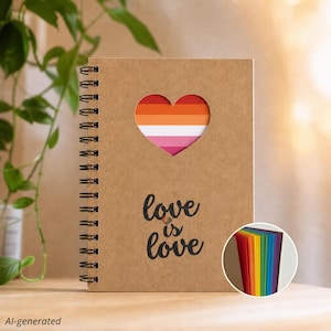 Handmade Lesbian Pride Notebook • Rainbow Pages • WLW Gift • Spiral Journal, Diary, Sketchbook