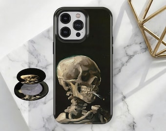 Van Gogh Skeleton Phone Case Art Lover For iPhone 17 16 15 14 13 12 11 Pro Max, Samsung Galaxy S26 S25 S24 S23 Ultra, Skull of a Skeleton