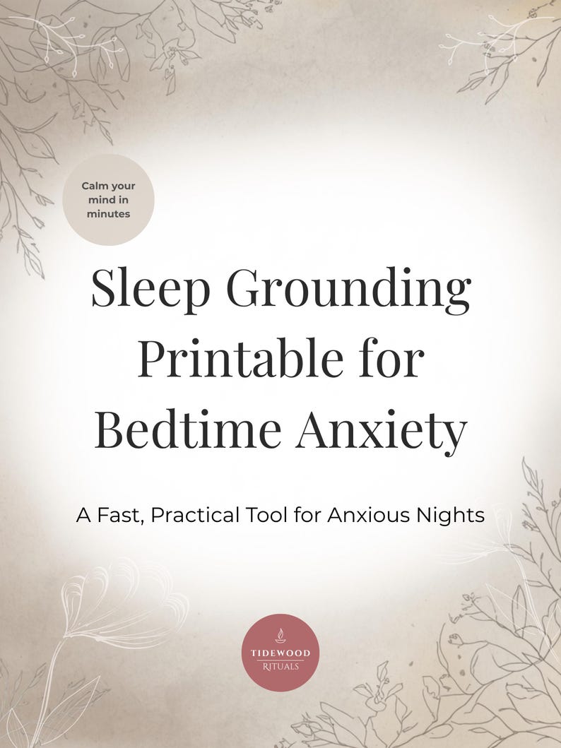 Printable sleep grounding worksheet for bedtime anxiety and overthinking.