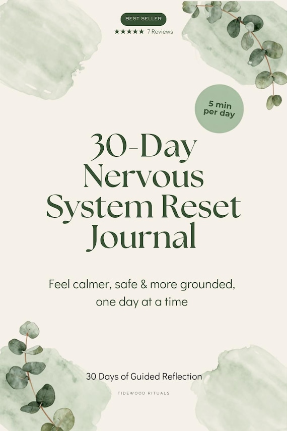 30-Day Nervous System Reset Journal | Stress Relief & Overthinking Workbook PDF