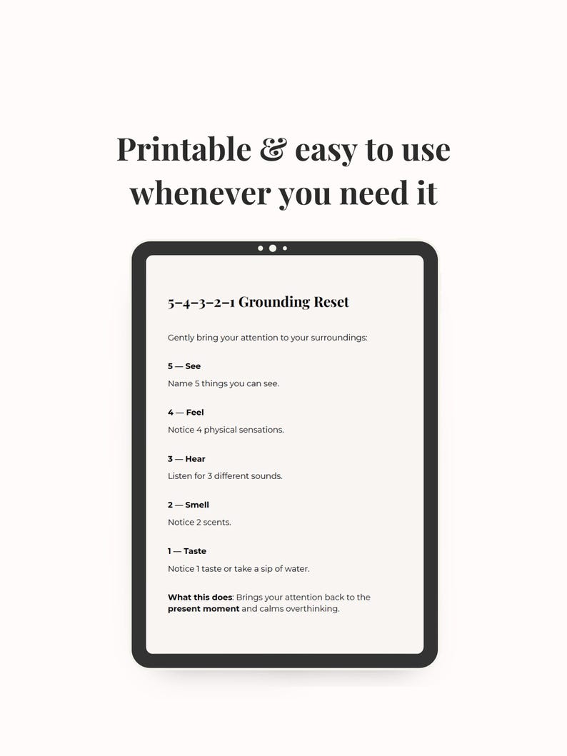 Easy printable calm tool for nighttime anxiety and stress.