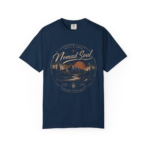 Nomad Soul mountain sunset graphic T-Shirt | Adventure outdoors travel tee image 7