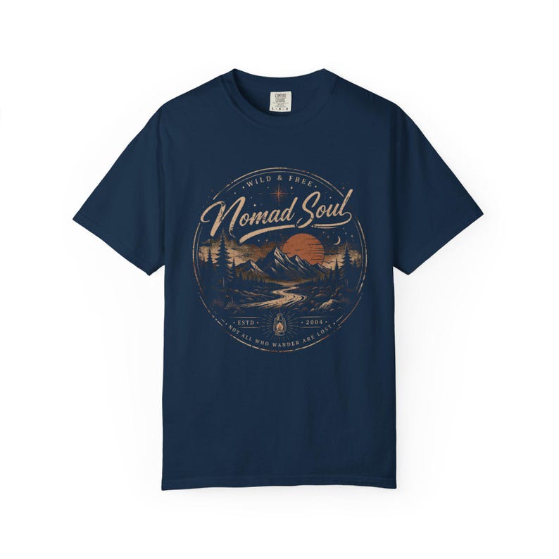 Nomad Soul mountain sunset graphic T-Shirt | Adventure outdoors travel tee image 7